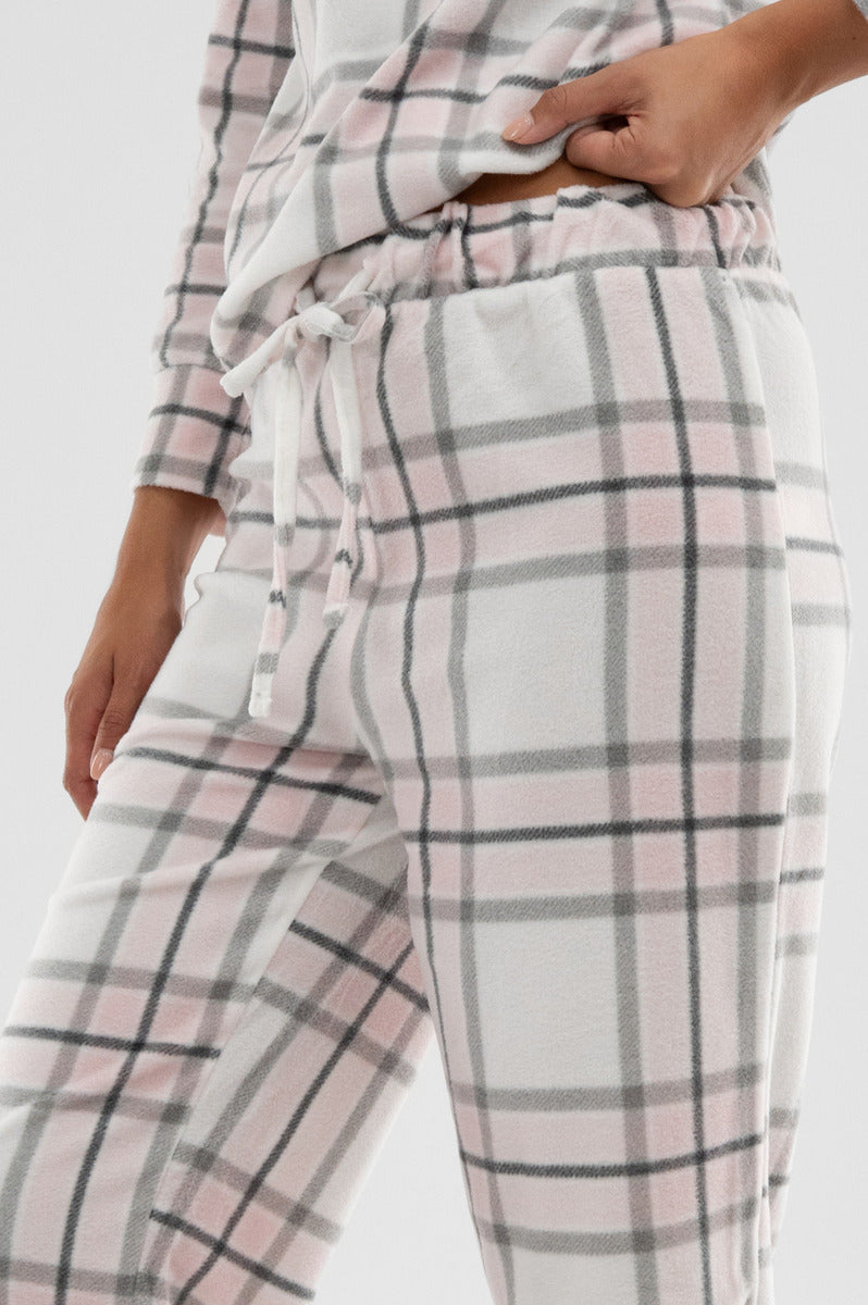 Canada Weather Gear Plaid Wide Leg Pajama Pants - Blush - Womens Pajamas - Canada Weather Gear