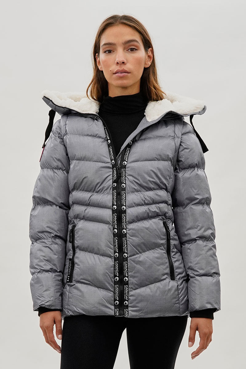 Canada Weather Gear Zip Off Sleeve Bomber Jacket - Grey - Womens Bomber Jackets - Canada Weather Gear