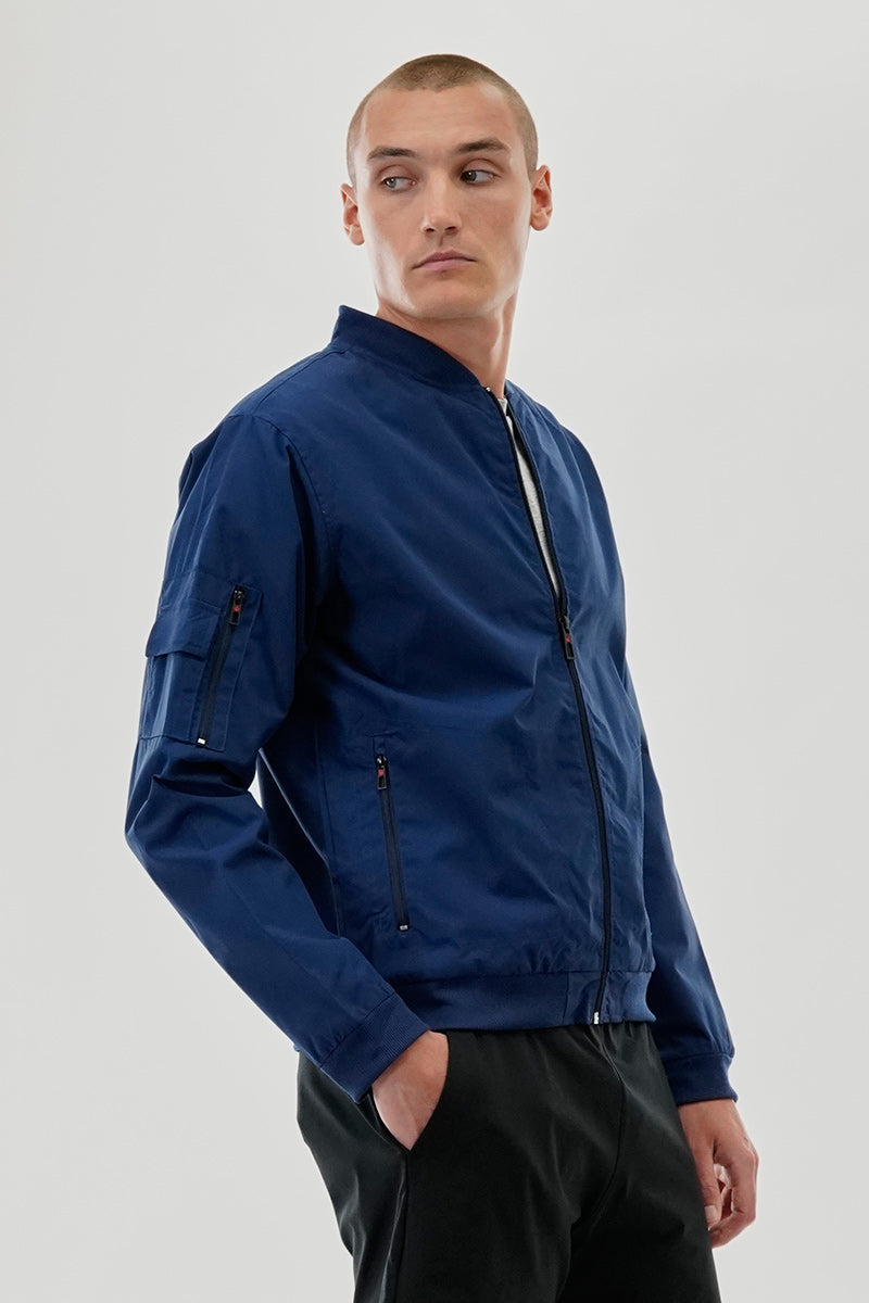 Canada Weather Gear Basic Zip Up Bomber Lightweight Jacket - Navy - Mens Lightweight Jackets - Canada Weather Gear