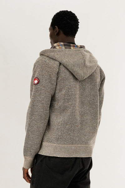 Canada Weather Gear Plaid Lined Zip Up Knit Hoodie - Beige - Mens Hoodies & Sweatshirts - Canada Weather Gear