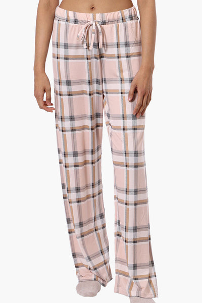 Canada Weather Gear Plaid Wide Leg Pajama Pants - Peach - Womens Pajamas - Canada Weather Gear