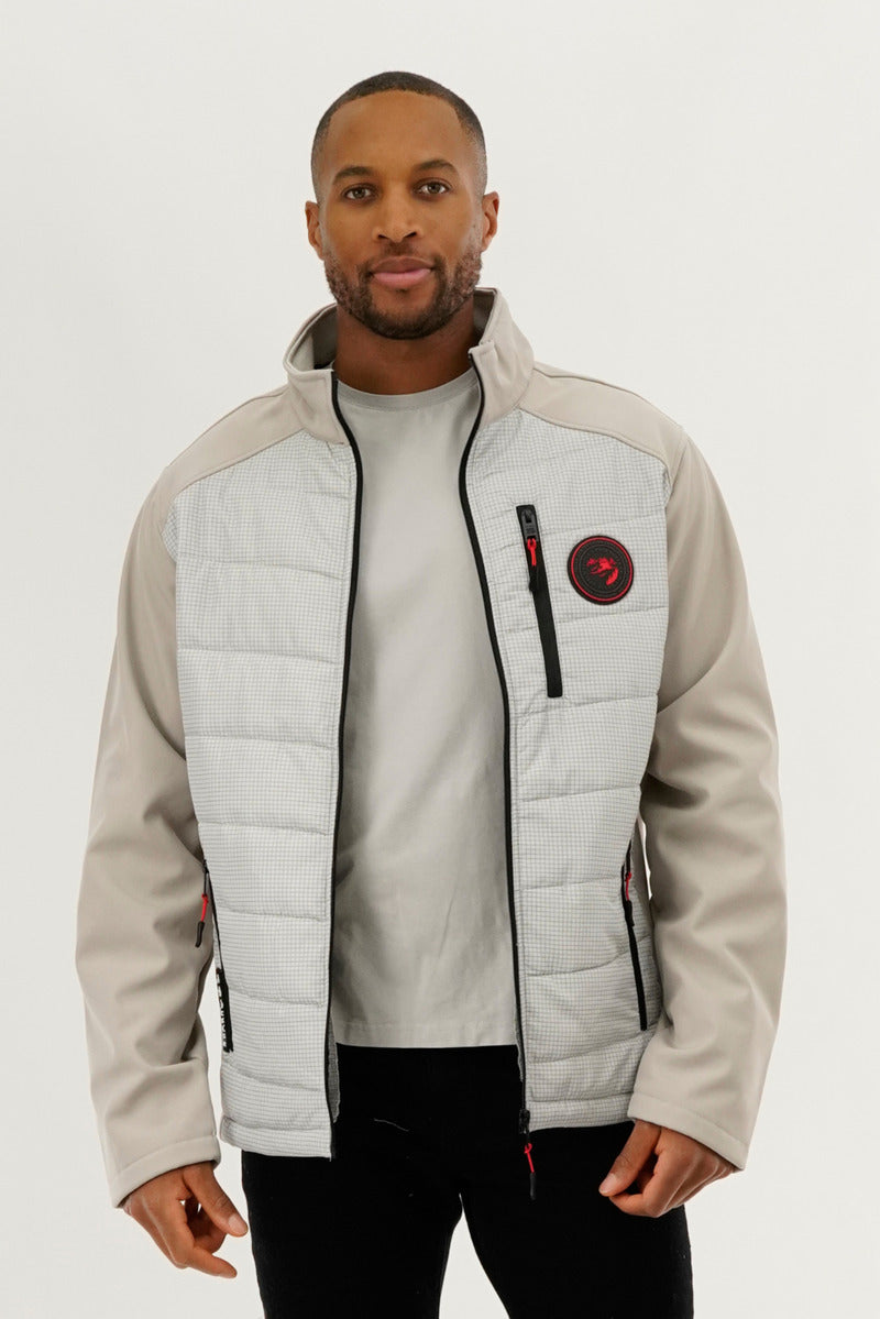 Super Triple Goose Quilted Colour Block Lightweight Jacket - Stone - Mens Lightweight Jackets - Canada Weather Gear