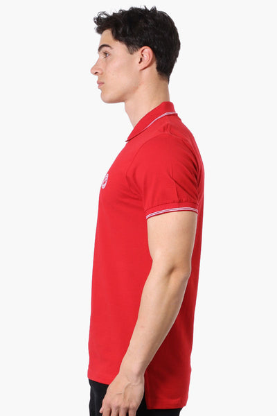 Canada Weather Gear Knit Striped Detail Polo Shirt - Red - Mens Polo Shirts - Canada Weather Gear