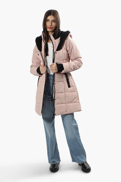 Canada Weather Gear Solid Ribbed Hood Parka Jacket - Pink - Womens Parka Jackets - Canada Weather Gear