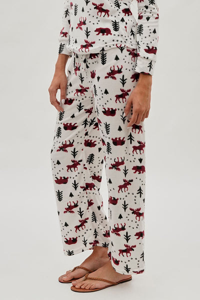 Canada Weather Gear Winter Print Wide Leg Pajama Pants - White - Womens Pajamas - Fairweather