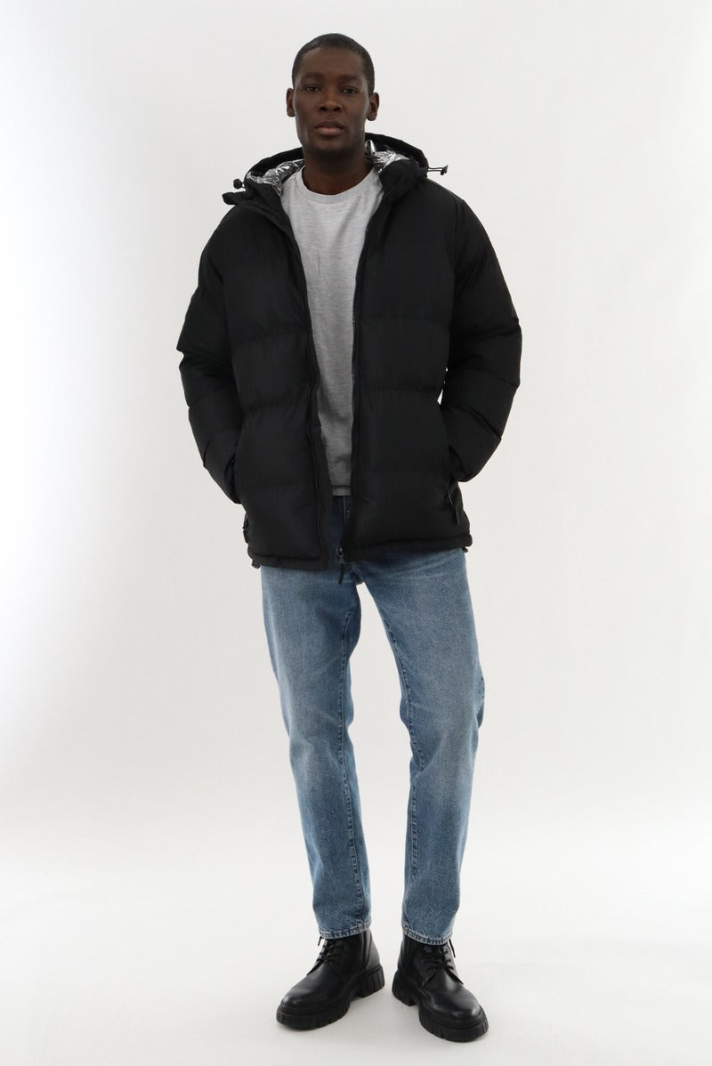 Canada Weather Gear Hooded Puffer Bomber Jacket - Black - Mens Bomber Jackets - Canada Weather Gear