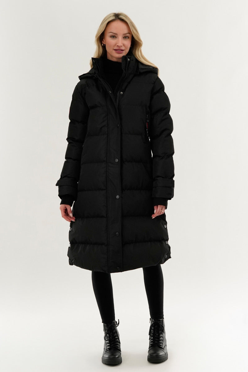 Canada Weather Gear Quilted Maxi Parka Jacket - Black - Womens Parka Jackets - Canada Weather Gear
