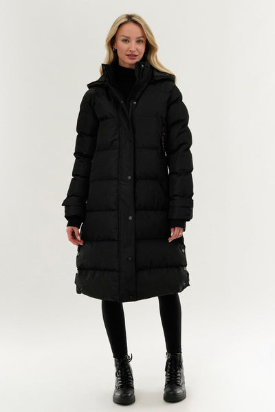 Canada Weather Gear Quilted Maxi Parka Jacket - Black - Womens Parka Jackets - Canada Weather Gear
