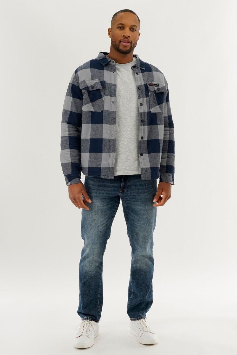Canada Weather Gear Plaid Plush Lined Lightweight Jacket - Navy - Mens Lightweight Jackets - Canada Weather Gear