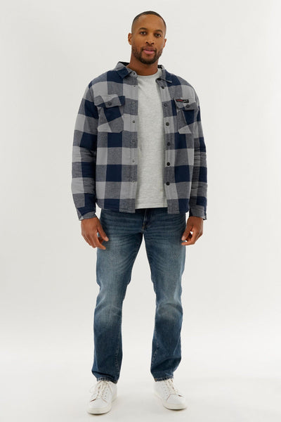 Canada Weather Gear Plaid Plush Lined Lightweight Jacket - Navy - Mens Lightweight Jackets - Canada Weather Gear