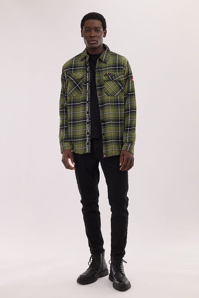 Canada Weather Gear Plaid Button Up Casual Shirt - Olive