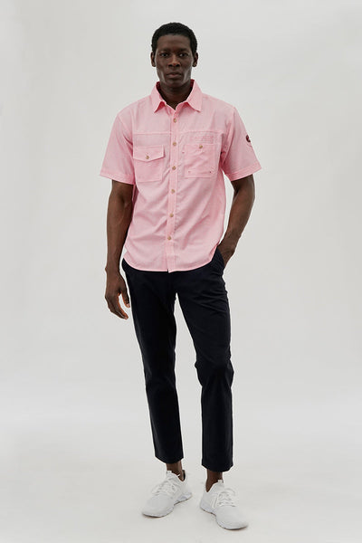 Canada Weather Gear Short Sleeve Button Up Casual Shirt - Pink - Mens Casual Shirts - International Clothiers