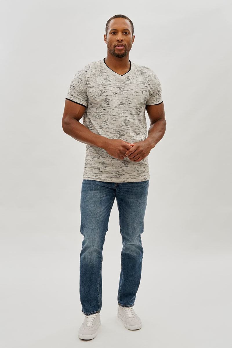 Canada Weather Gear Vintage Patterned V-Neck Tee - Stone - Mens Tees & Tank Tops - Canada Weather Gear