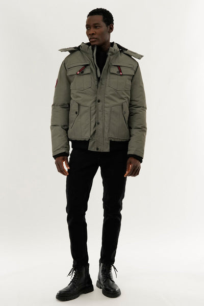 Canada Weather Gear Puffer Bomber Jacket - Grey - Mens Bomber Jackets - Canada Weather Gear