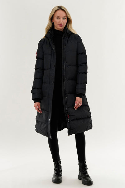 Canada Weather Gear Quilted Maxi Parka Jacket - Navy - Womens Parka Jackets - Canada Weather Gear