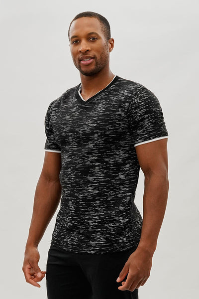 Canada Weather Gear Vintage Patterned V-Neck Tee - Black - Mens Tees & Tank Tops - Canada Weather Gear