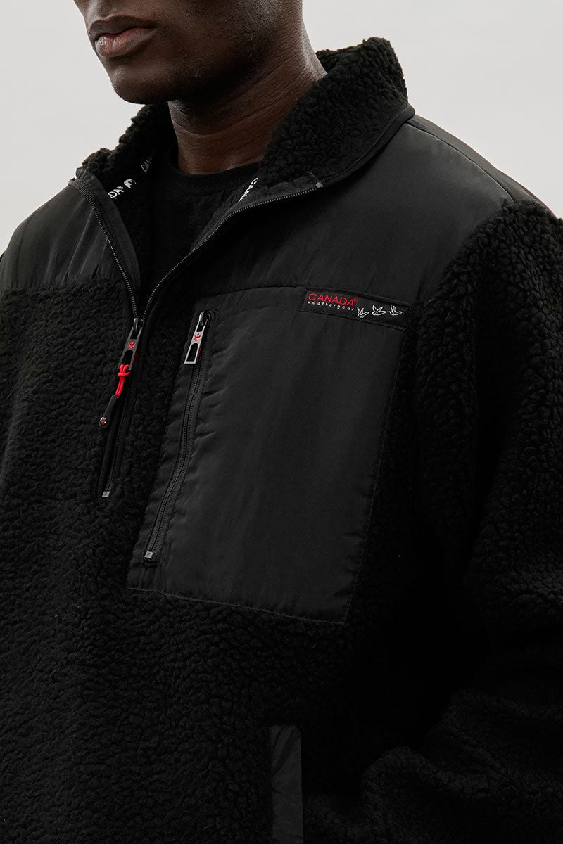 Canada Weather Gear Fleece Sherpa Pullover Sweater - Black