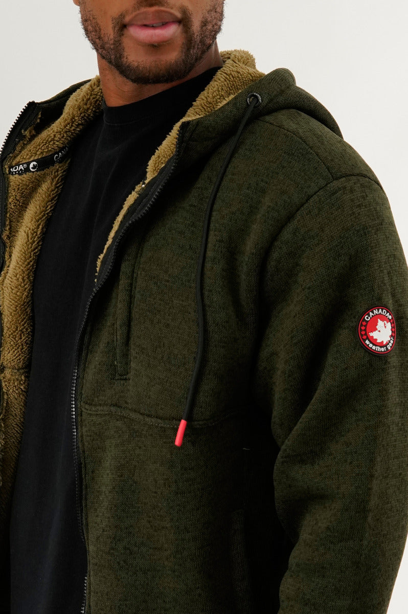 Canada Weather Gear Sherpa Lined Lightweight Jacket - Olive - Mens Lightweight Jackets - Canada Weather Gear