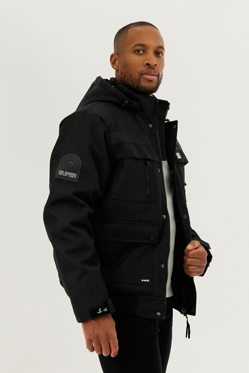 Thermal-Foil Lining Bomber Jacket - Black