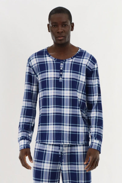 Canada Weather Gear Long Sleeve Printed Pajama Top - Blue - Mens Pajamas - Canada Weather Gear