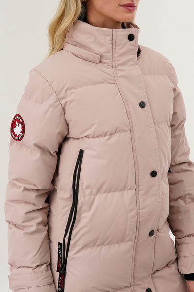 Canada Weather Gear Quilted Maxi Parka Jacket - Pink - Womens Parka Jackets - Canada Weather Gear