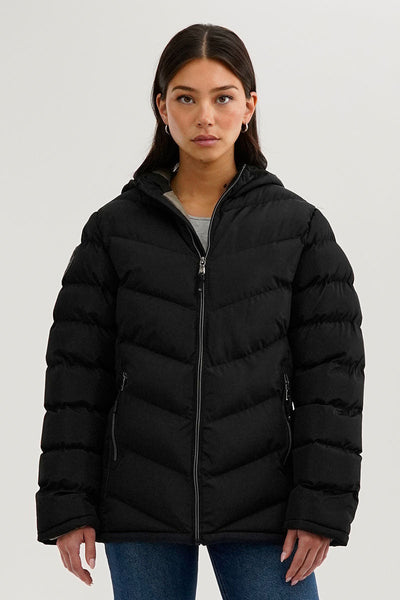 Canada Weather Gear Chevron Quilted Bomber Jacket - Black - Womens Bomber Jackets - Canada Weather Gear