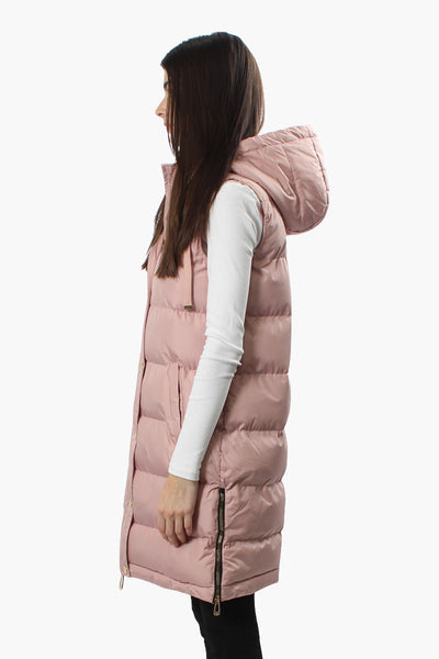 Canada Weather Gear Side Zip Long Puffer Vest - Pink - Womens Vests - Canada Weather Gear