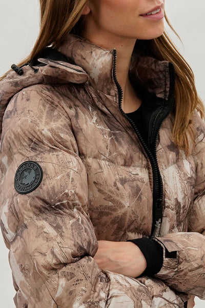 Canada Weather Gear Camo Print Chevron Bomber Jacket - Brown