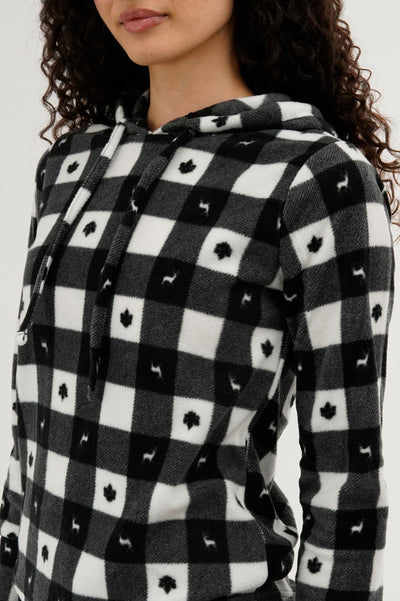 Canada Weather Gear Plaid Hooded Pajama Top - Black - Womens Pajamas - Canada Weather Gear