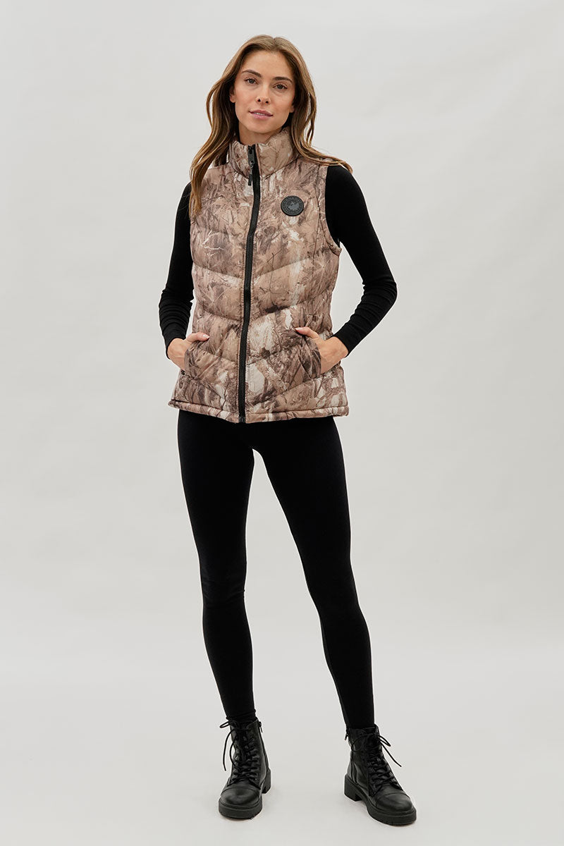 Canada Weather Gear Camo Print Chevron Puffer Vest - Brown