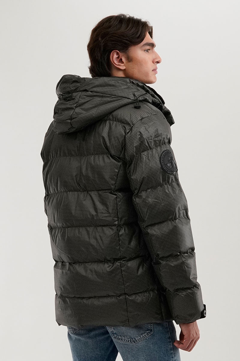 Canada Weather Gear Grid Pattern Puffer Parka Jacket - Green