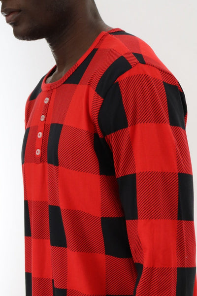 Canada Weather Gear Long Sleeve Printed Pajama Top - Red - Mens Pajamas - Canada Weather Gear