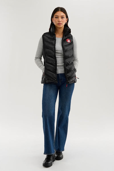 Canada Weather Gear Chevron Bubble Vest - Black - Womens Vests - Canada Weather Gear