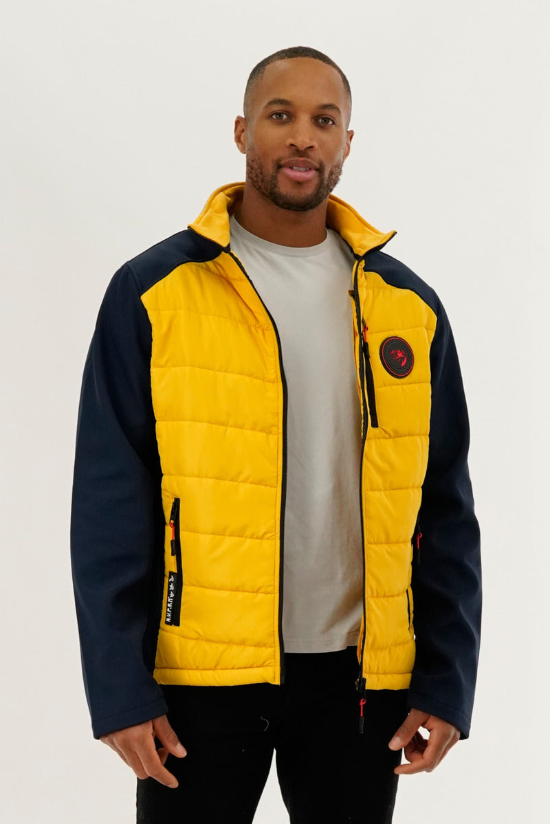 Super Triple Goose Quilted Colour Block Lightweight Jacket - Yellow - Mens Lightweight Jackets - Canada Weather Gear