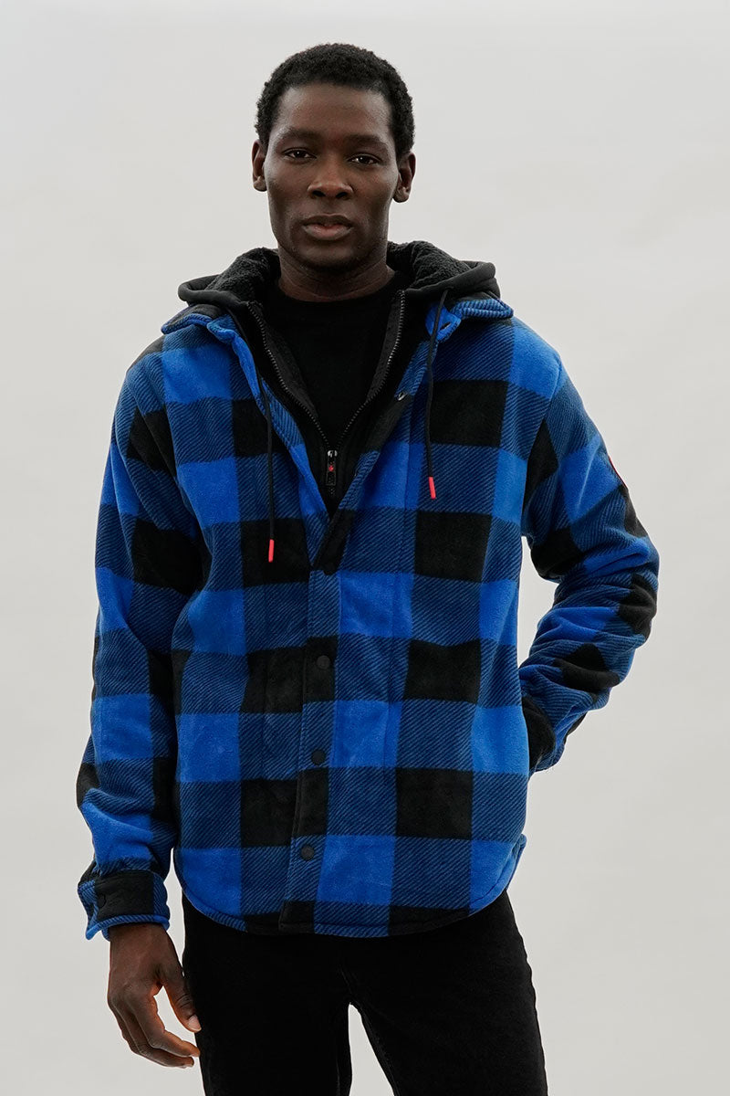 Canada Weather Gear Plaid Sherpa Lined Lightweight Jacket - Blue