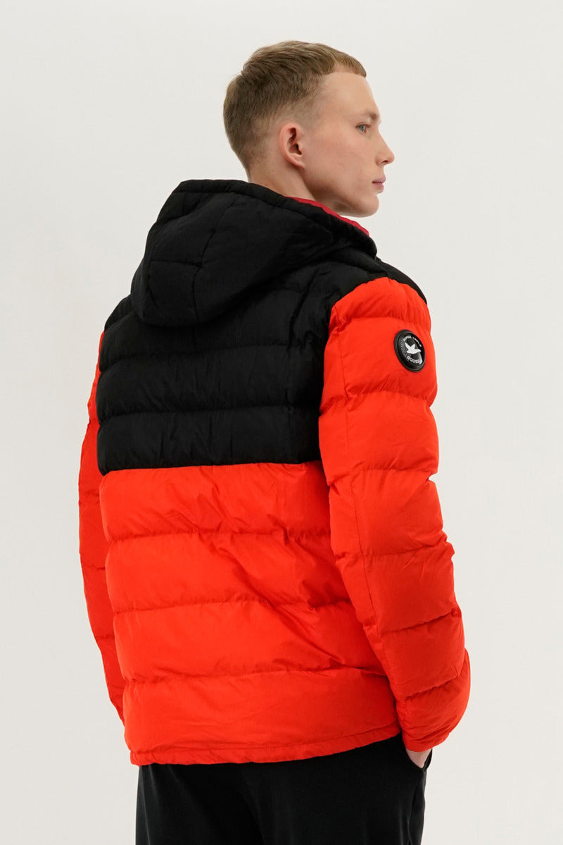 Super Triple Goose Colour Block Puffer Bomber Jacket - Orange - Mens Bomber Jackets - Canada Weather Gear