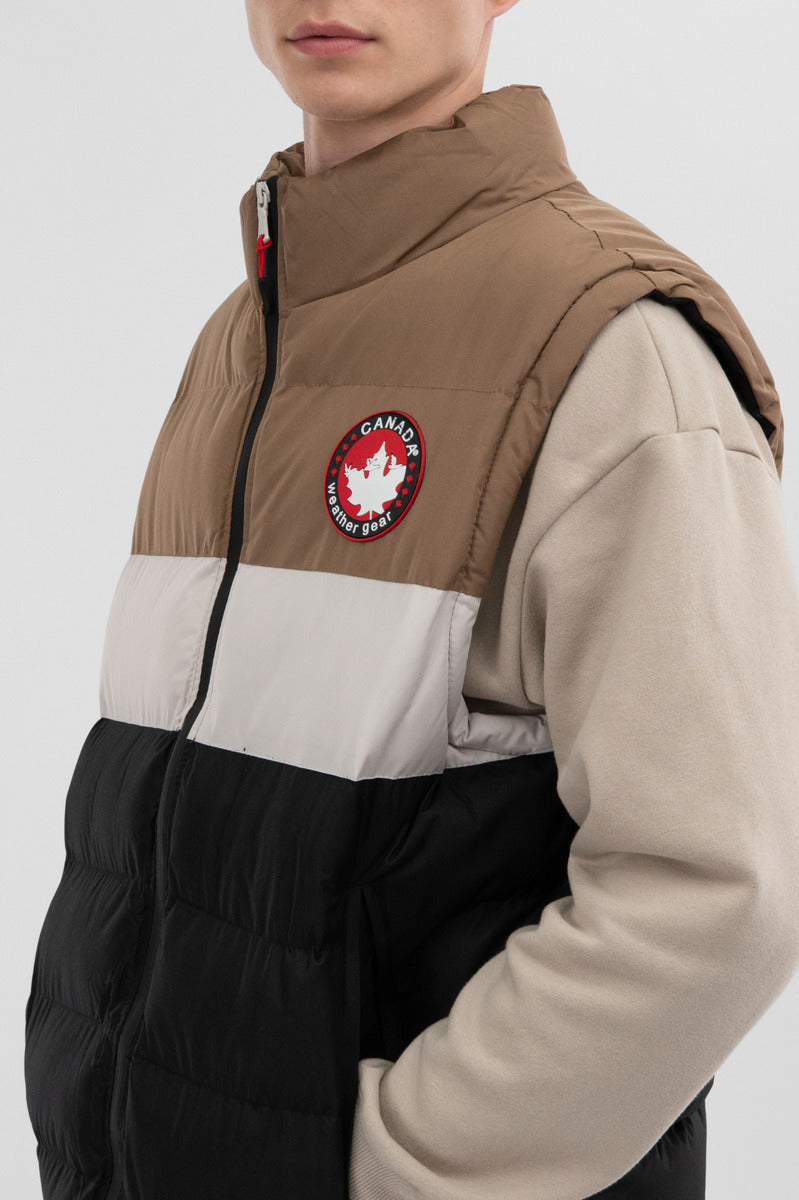 Canada Weather Gear Colour Block Puffer Vest - Taupe