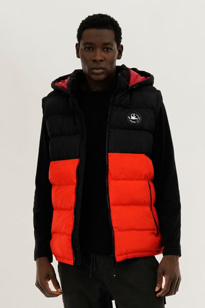 Super Triple Goose Colour Block Hooded Vest - Orange - Mens Vests - Canada Weather Gear