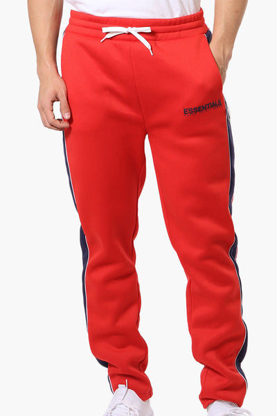 Essentials Super Triple Goose Side Stripe Tie Waist Sweatpants - Red - Mens Joggers & Sweatpants - Canada Weather Gear