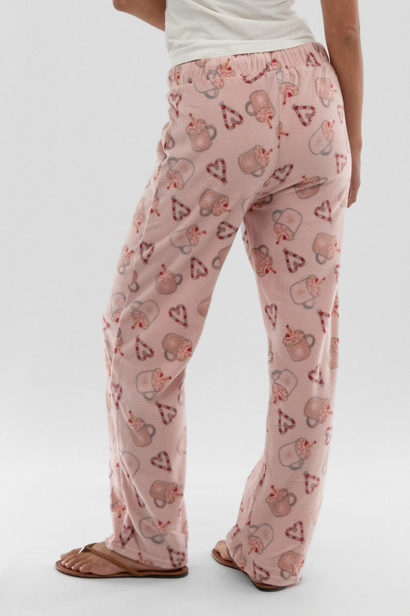 Canada Weather Gear Festive Print Wide Leg Pajama Pants - Pink - Womens Pajamas - Canada Weather Gear