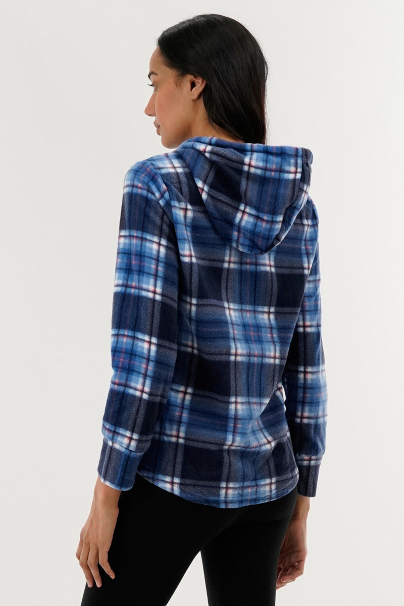 Canada Weather Gear Plaid Hooded Pajama Top - Navy - Womens Pajamas - Canada Weather Gear