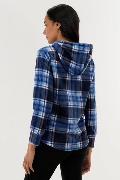 Canada Weather Gear Plaid Hooded Pajama Top - Navy - Womens Pajamas - Canada Weather Gear