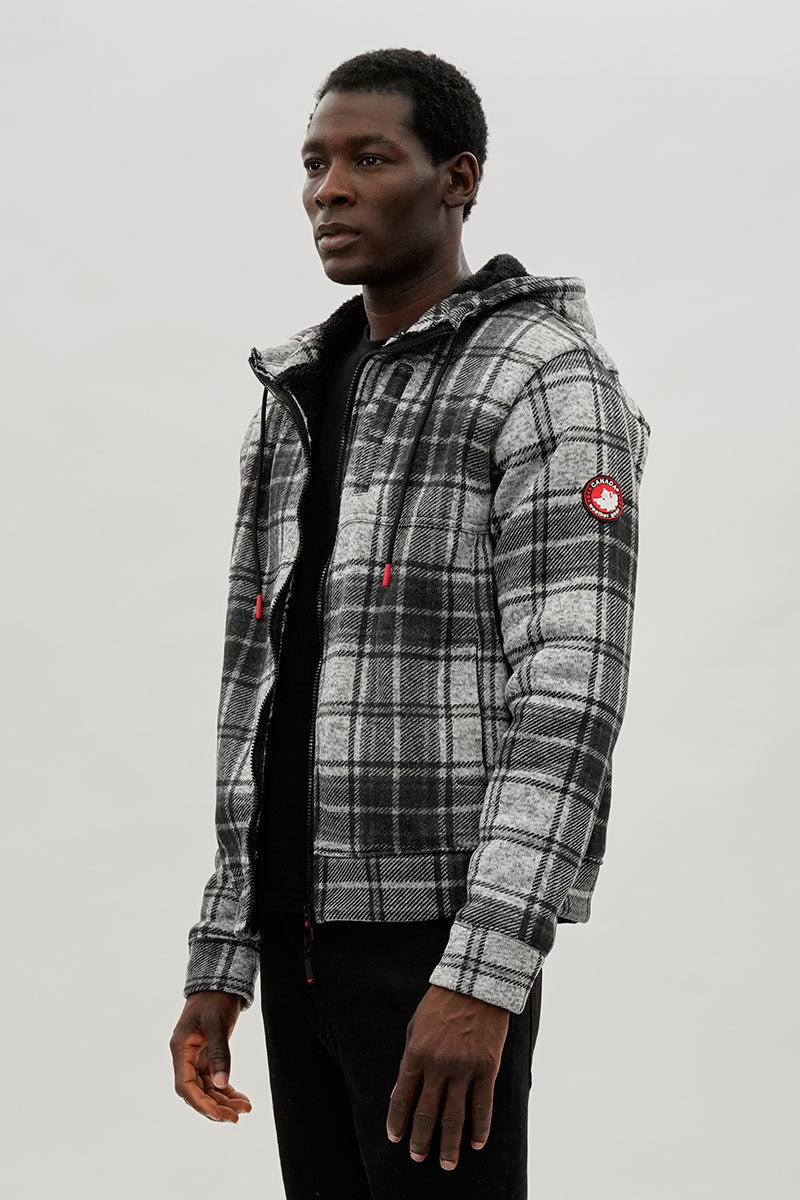 Canada Weather Gear Hooded Sherpa Lined Lightweight Jacket - Grey