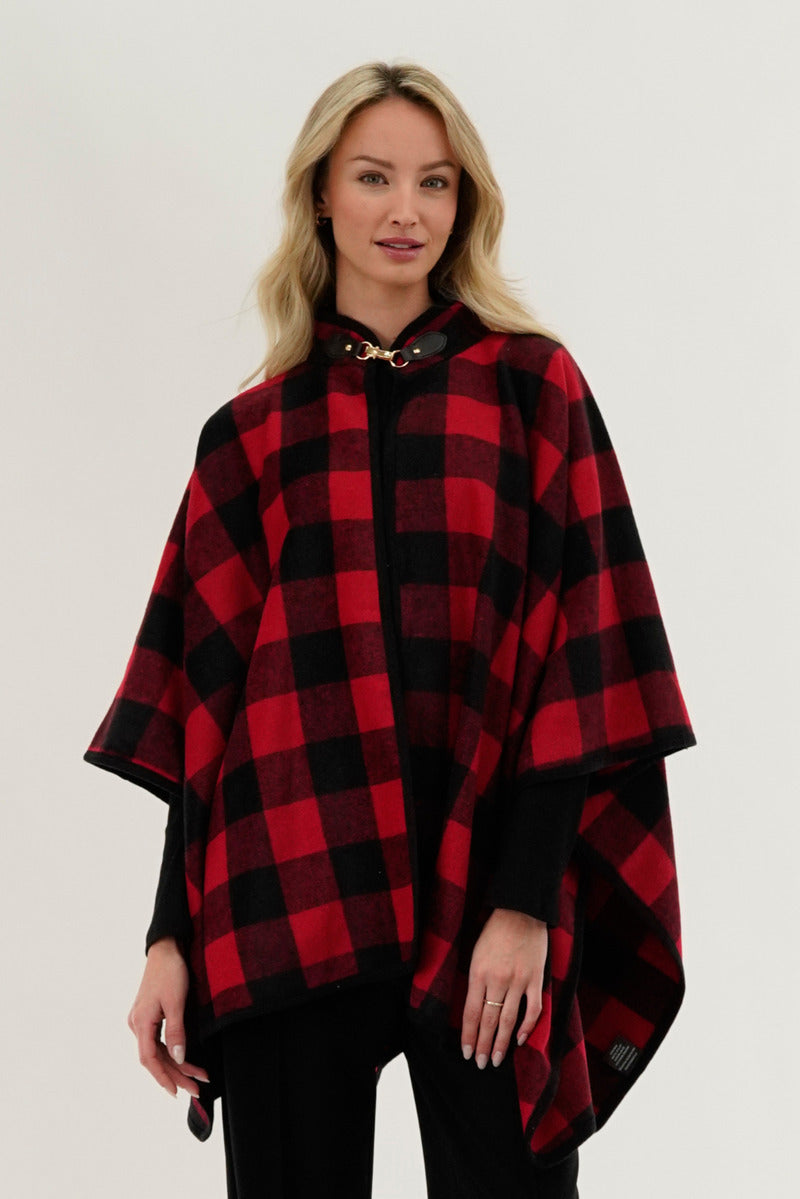 Canada Weather Gear Plaid Poncho - Red - Womens Ponchos - Canada Weather Gear