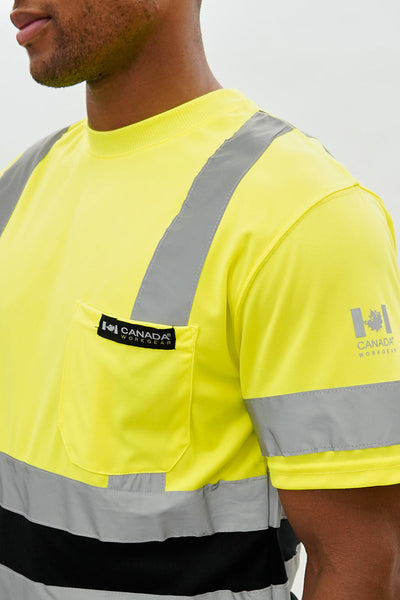 Canada Work Gear Hi-Vis Short Sleeve Tee - Yellow - Mens Tees & Tank Tops - Canada Weather Gear
