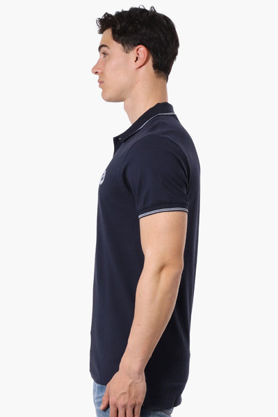 Canada Weather Gear Knit Striped Detail Polo Shirt - Navy - Mens Polo Shirts - Canada Weather Gear