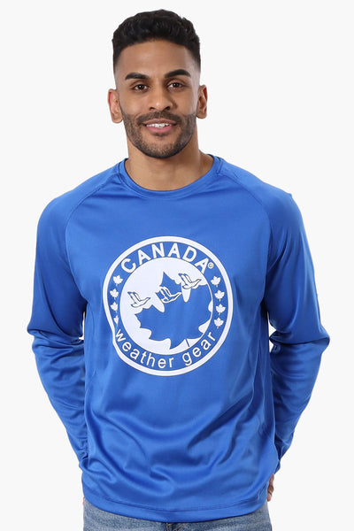 Canada Weather Gear Athletic Chest Logo Long Sleeve Top - Blue - Mens Long Sleeve Tops - Canada Weather Gear