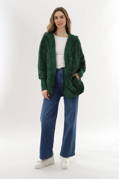Canada Weather Gear Open Front Teddy Cardigan - Green - Womens Cardigans - Canada Weather Gear