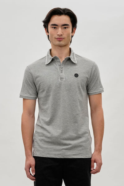 Canada Weather Gear Travel Collection Piping Detail Polo Shirt - Grey - Mens Polo Shirts - Canada Weather Gear