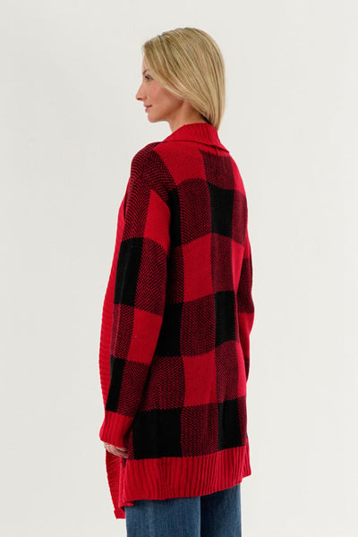 Canada Weather Gear Plaid Fold Over Wrap Cardigan - Red - Womens Cardigans - Canada Weather Gear